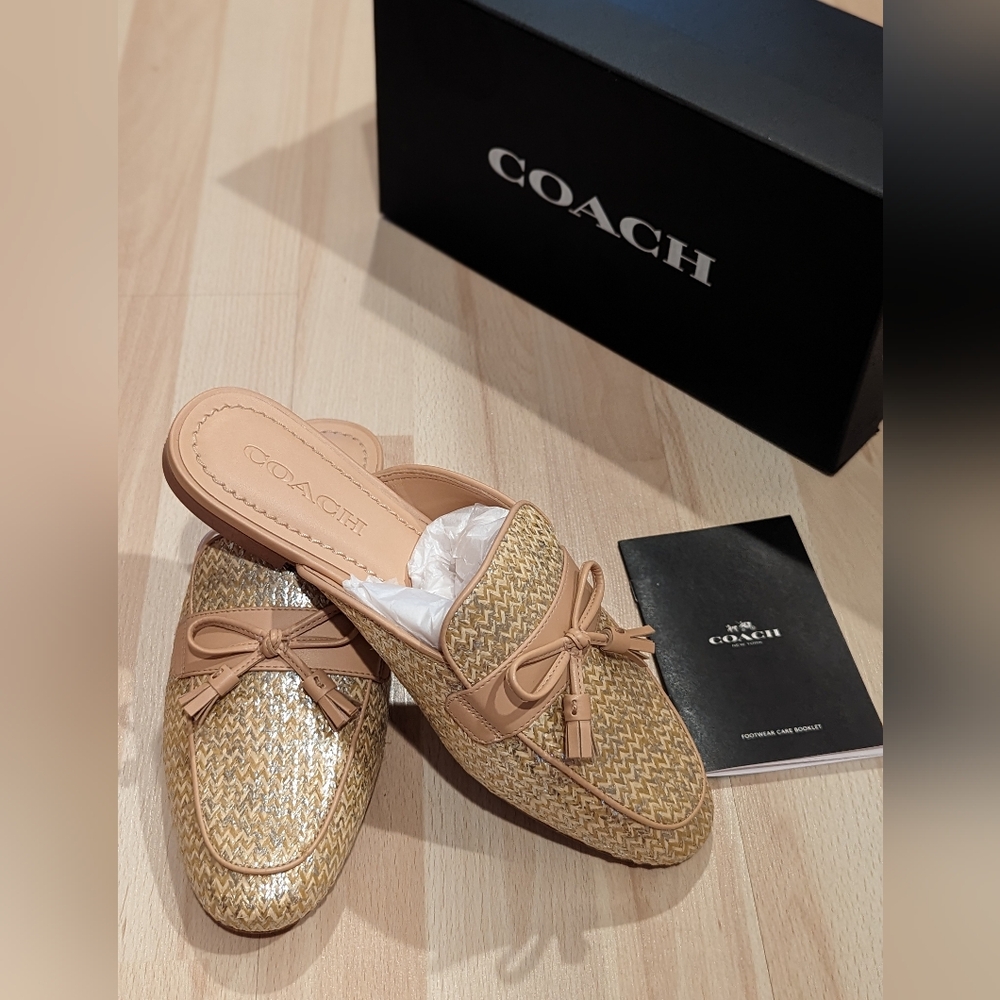 Coach Stassi Raffia slide, 7.5 B